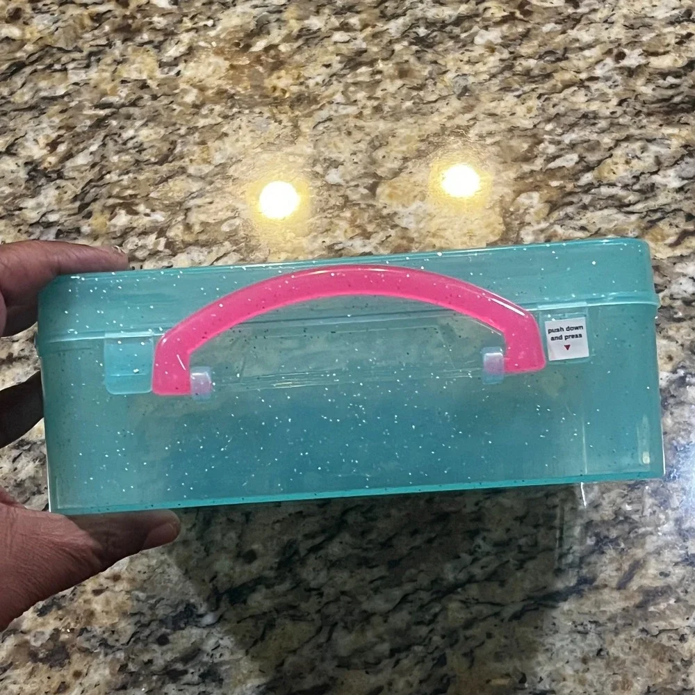 LOL Surprise Winter Chill Teal Glitter Plastic Storage Carrying Case with Handle